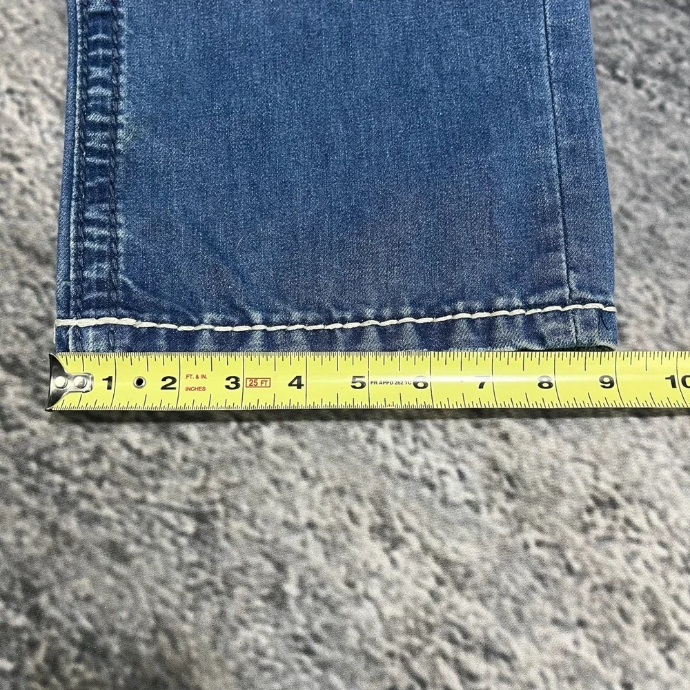 Akoo Jeans Mens 36x32 Blue Embroidered Denim Flap Pockets Streetwear Vintage Y2K